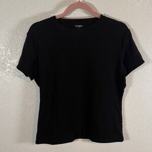 Pumiey Black Double Layer Fitted Crew Tee Shirt Size 2XL